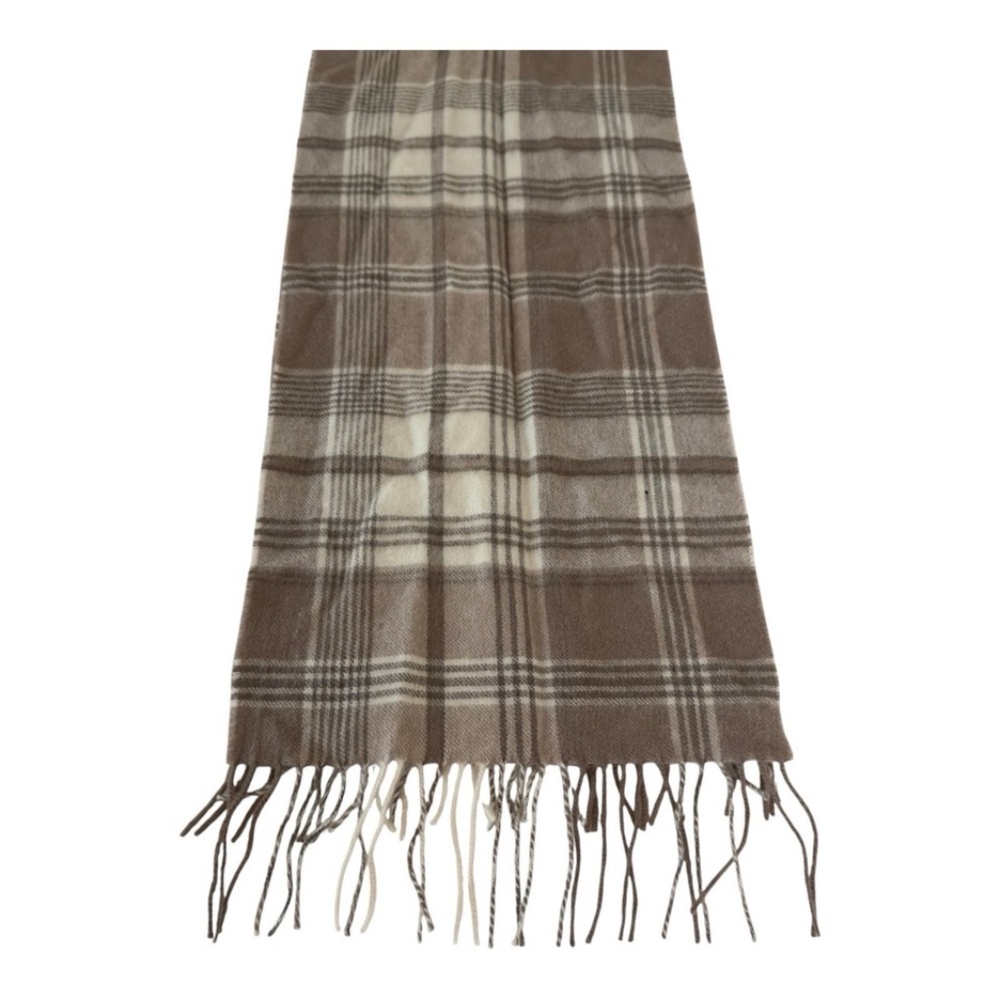 Lochmere Merino Cashmere Blend Natural Barley Color Plaid Scarf